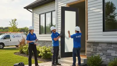Professional door installation with vinyl siding in Cleveland, OH by Next Level Exteriors