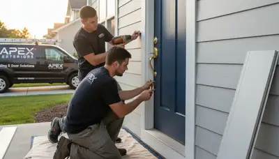 Vinyl siding door repair by Next Level Exteriors in Cleveland, OH restoring home durability