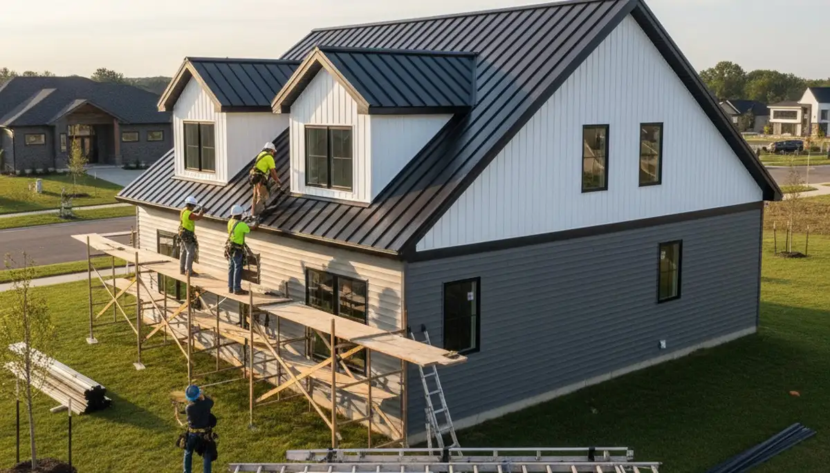 Professional metal roofing installation on Cleveland, OH home by Next Level Exteriors