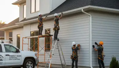 Seamless gutter installation on vinyl siding home in Cleveland, OH by Next Level Exteriors