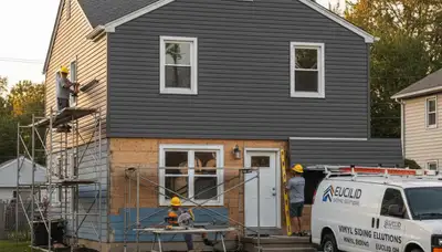 Professional vinyl siding installation on a residential home in Cleveland, Ohio