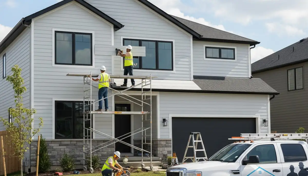 Vinyl siding installation on Cleveland OH home exterior by Next Level Exteriors professionals