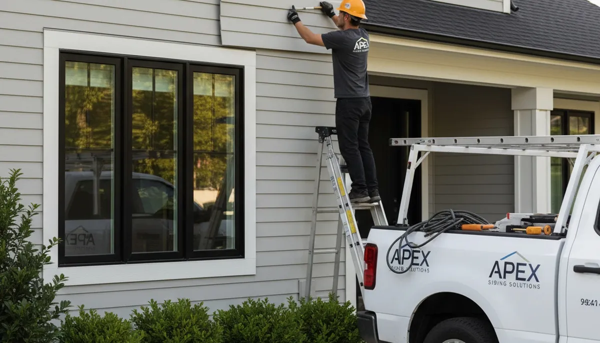 Vinyl siding repair on Cleveland OH home by Next Level Exteriors after storm damage